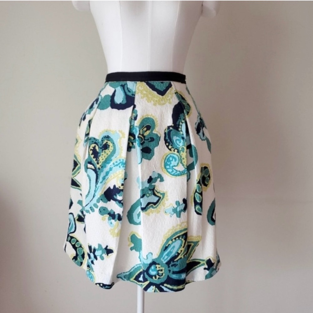 Tory Burch Cream A-Line Pleated Skirt Cocktail